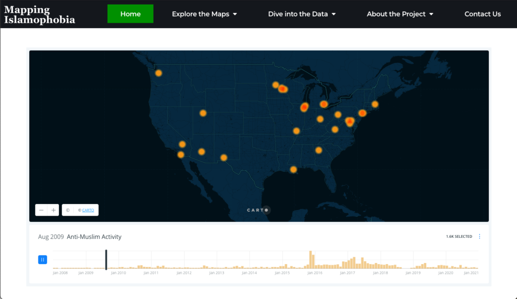 Mapping Islamophobia site homepage screenshot