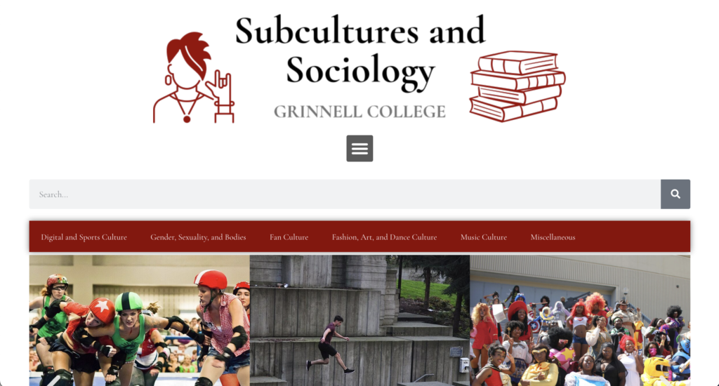 Screenshot of Subcultures & Sociology website homepage