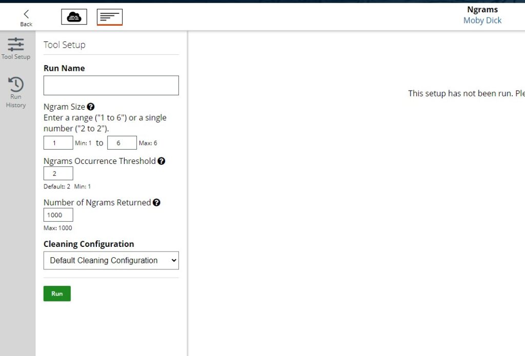 Set up page for analyzing a corpus on gale scholar