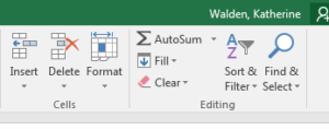 AutoSum button in Excel toolbar