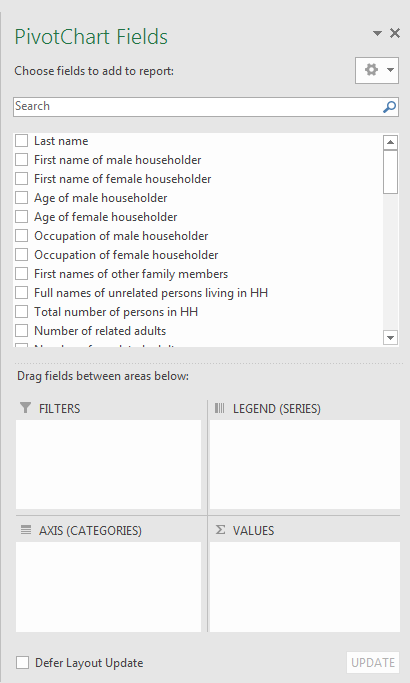 Excel PivotChart Fields