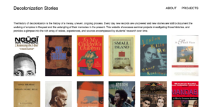 Screenshot of Decolonization Stories seminar website homepage