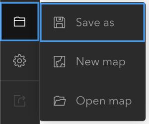 Screenshot of ArcGIS Online save options